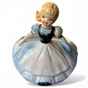 Vintage Rubens Originals Blue Ceramic Girl Planter Mid Century Japan